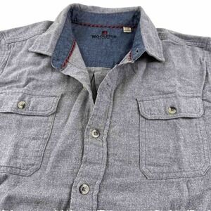 Woolrich Gray Flannel Shirt X-Large Soft Cotton Shacket XL Embroidered Logo